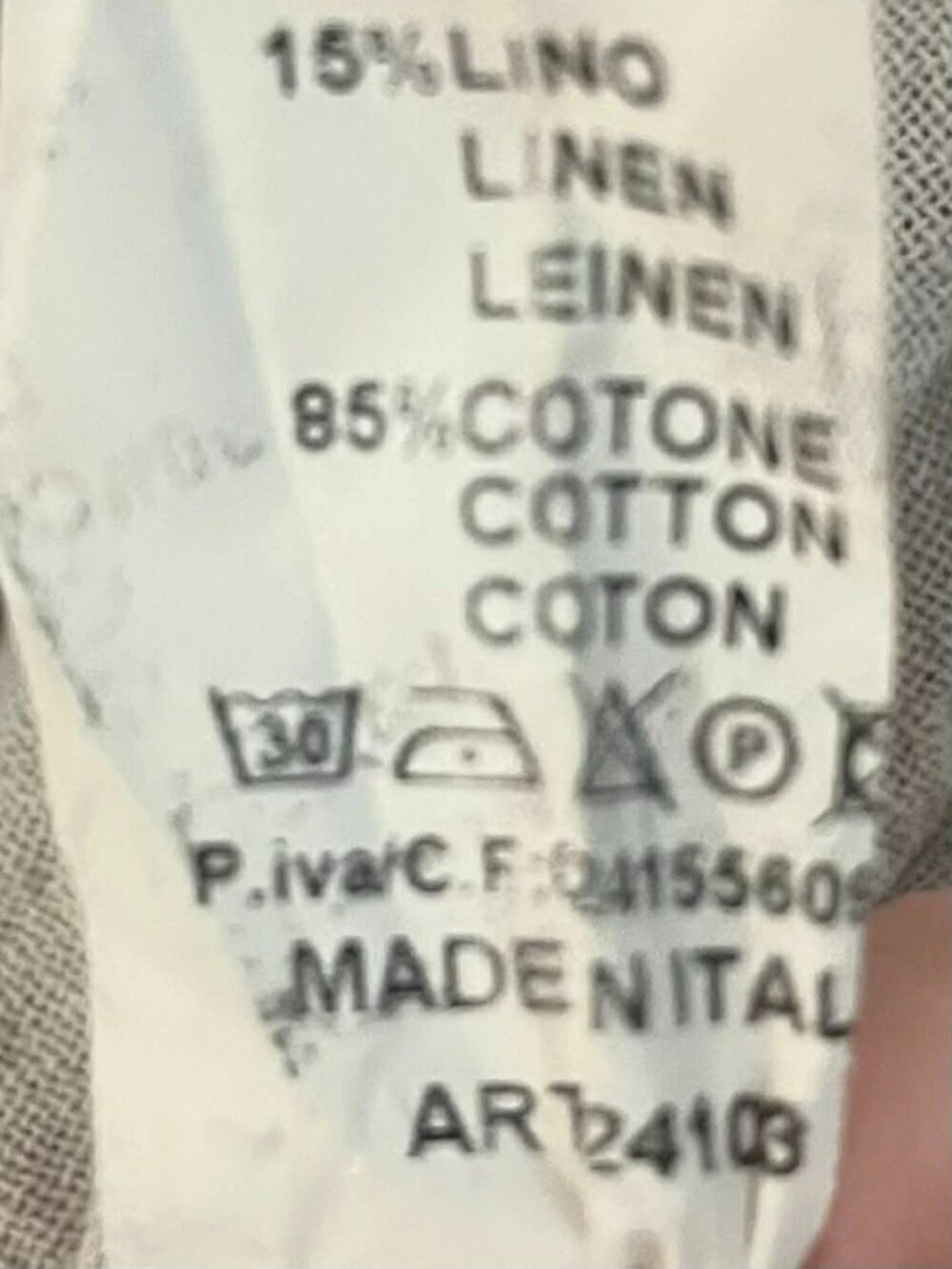 Beige Linen Midi Dress with Pretty Floral Design on Front (E12) - Picture 4 of 4